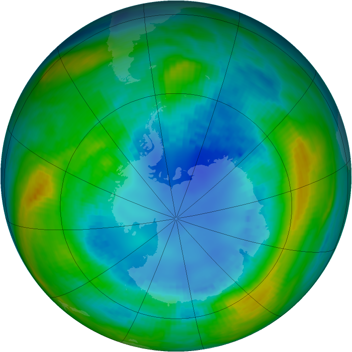 Antarctic ozone map for 23 August 1985